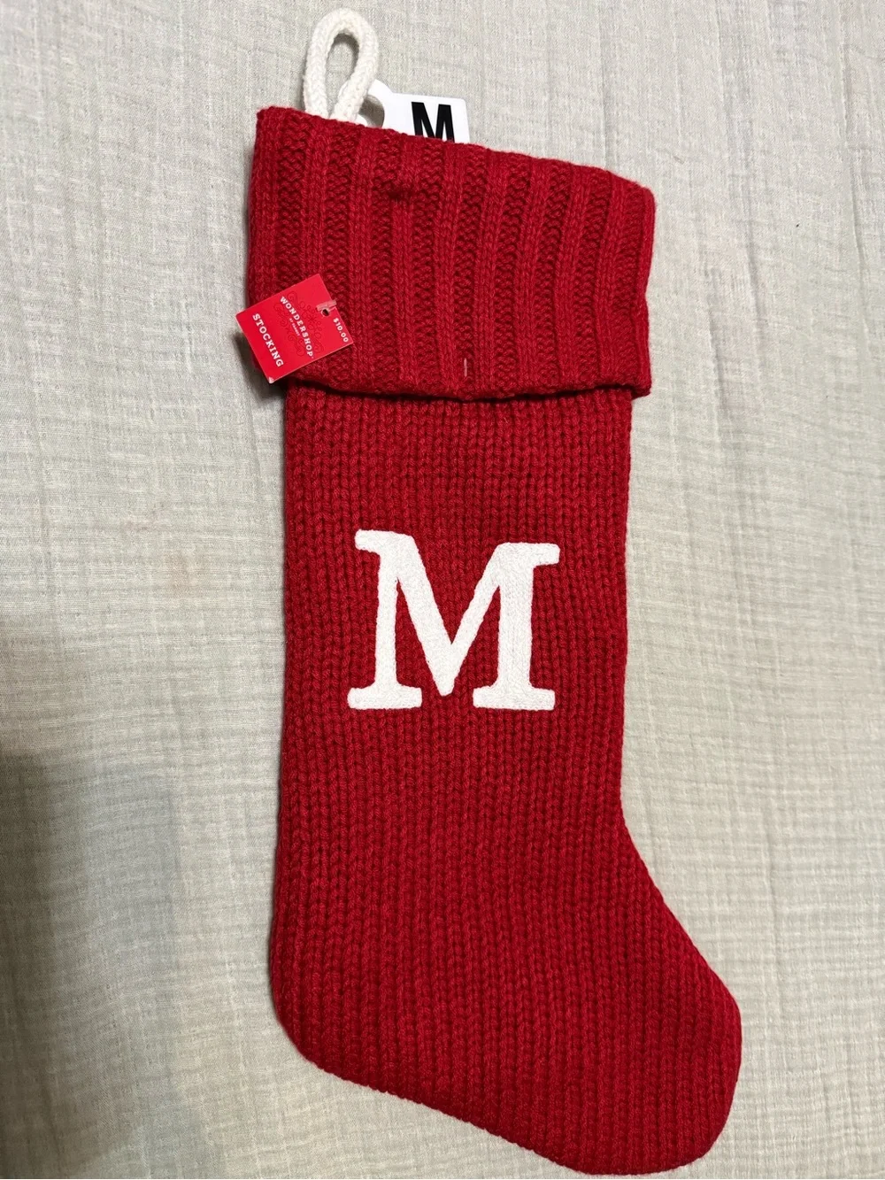 Wondershop Red Knit Holiday Stocking with White 'M'